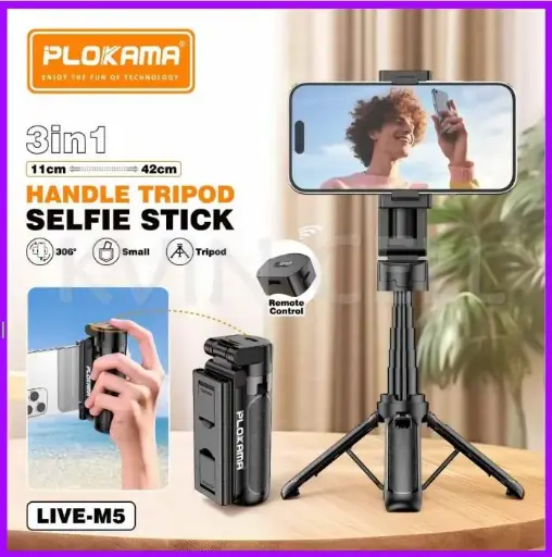 [01315] Plokama Live-M5 3-in-1 Handle Tripod Selfie Stick 