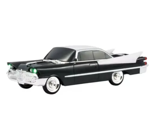 [WS-1965] Retro Tailfin Coupe Bluetooth Speaker – Black | HD Sound, TWS Stereo, FM Radio, LED Lights, USB/TF Playback, Built-In Mic