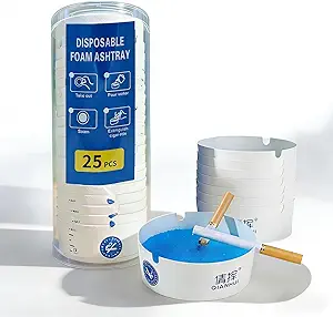 [7122] Disposable Ashtrays for Cigarettes, 25 Pack Portable Ashtray Cups