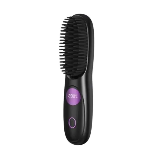 [01768] Ceramic Cordless Straightening Brush | Portable Ionic Hair Comb with 3 Heat Settings & USB Rechargeable