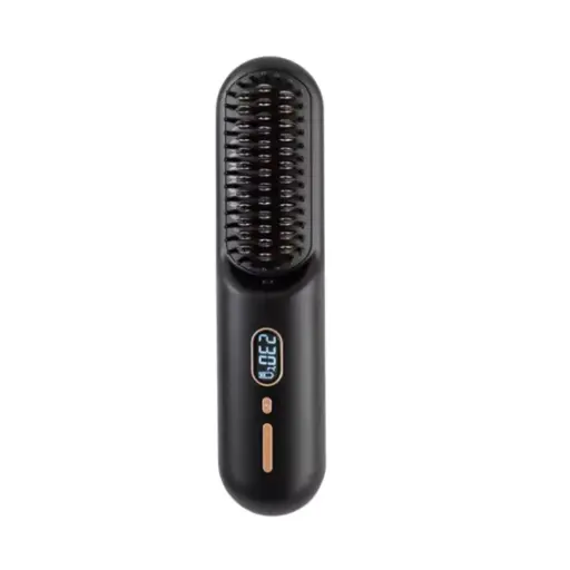 [01767] Cordless Hair Straightener & Curler | Portable Negative Ion Comb with 12 Heat Levels, LCD Display & Travel Bag