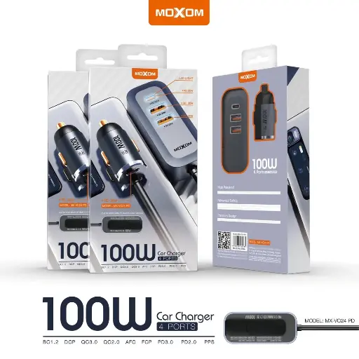 [10996] MOXOM Car Charger 4 Ports 100w MX-VC24 PD