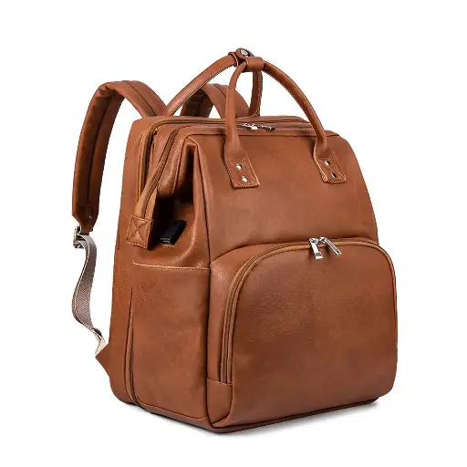 [9138] Foldable Baby Diaper Bag leather