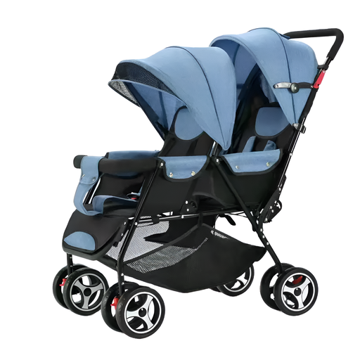 [10183] Twins Stroller Blue 