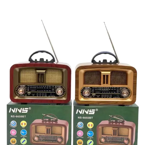 [586] Radio Speaker Ns-6650Bt Wooden Vintage 