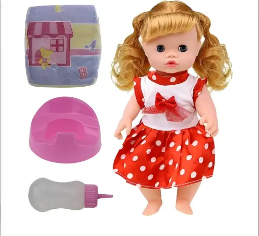 [6247] Baby Doll With Enamic EL Hand & Foot Matching Diapers Bottles Toilet 