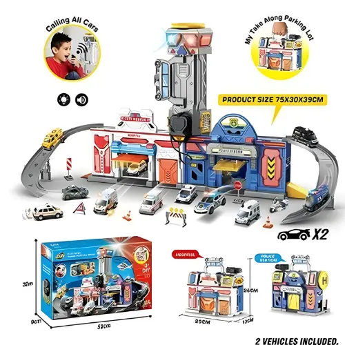 [6234] Parking Lot (2-in-1 Fire & Police Handbag) Toy