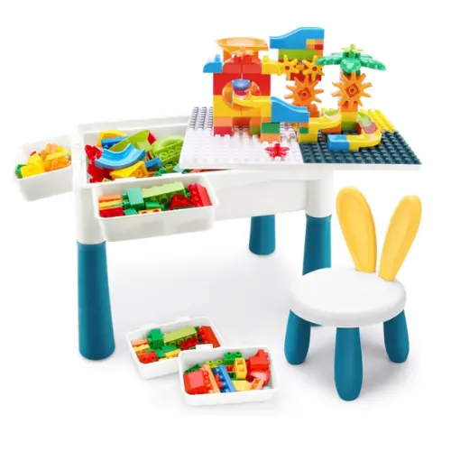 [10774] Block Table & 105 Slide Blocks & 1 Chair 6263