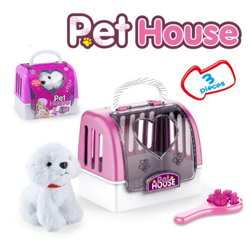 [6284] Plastic Dog Pet Care Role Toy Preschool Kids Playing Pretend Plush Pet Toy