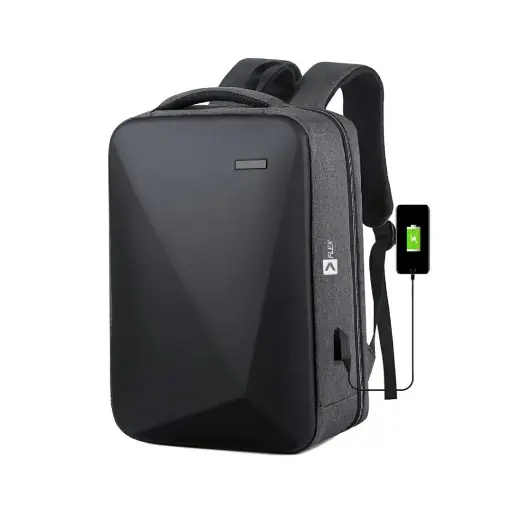 [100] Anti-Theft Backpack,16 inch With USB Charging Black 